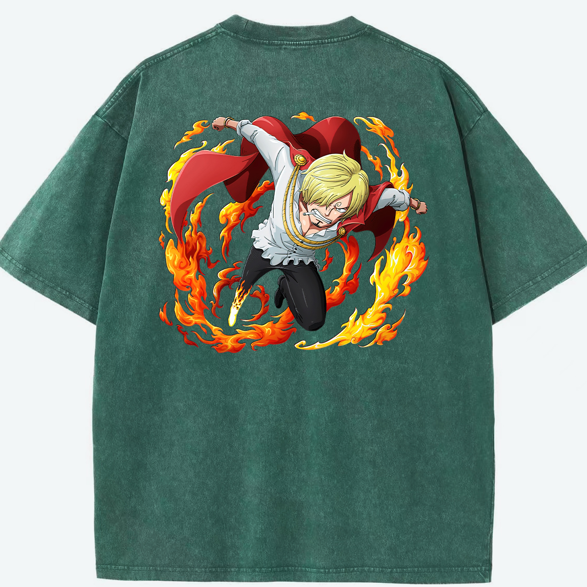 ワンピース サンジ ONE PIECE Sanji 綿100% ヴィンテージ風 半袖Tシャツ（背面プリント）